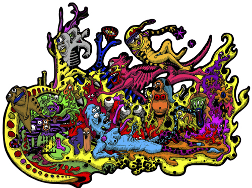 Cartoon: urban monsters (medium) by Svarty tagged jungle,colour,monster,urban