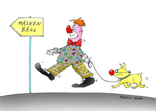 Cartoon: maske hund clown (medium) by martin guhl tagged maske,hund,clown
