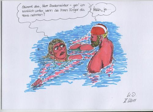 Cartoon: Bademeister lifeguard tobelix (medium) by tobelix tagged cucumber,sea,seegurke,cheeky,frech,tobelix,lifeguard,bademeister
