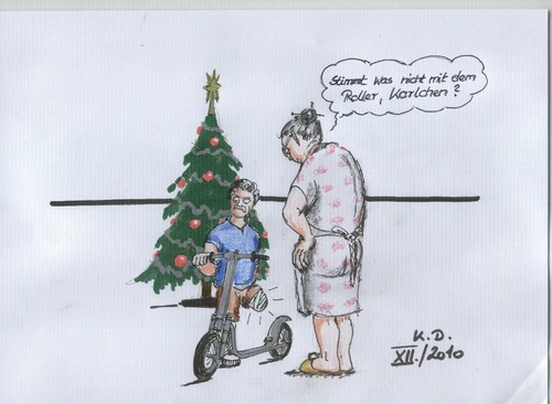 Cartoon: falsches Weihnachtsgeschenk (medium) by tobelix tagged tobelix,about,thinking,christmas,wrong,present,nachdenken,weihnachten,falsch,geschenk
