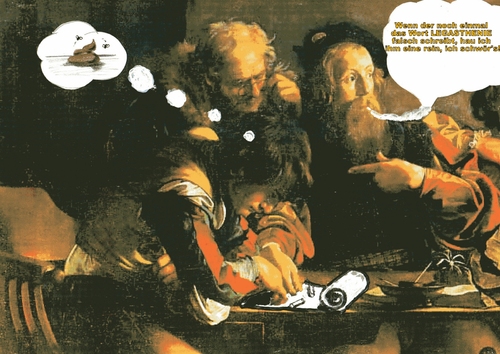Cartoon: Matthaeus Berufung fake (medium) by tobelix tagged caravaggio,mattaeus,berufung,fake,tobelix
