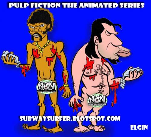 Cartoon: Pulp Fiction animated series (medium) by subwaysurfer tagged cartoon,caricature