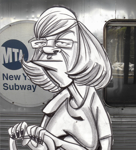 Cartoon: Typical day on the MTA (medium) by subwaysurfer tagged trains,subway,transportation,new,york,caricature,cartoon,collage,people,humorous,art