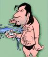 Cartoon: Vinnie takes a bath Pulp Fiction (small) by subwaysurfer tagged caricature,cartoon,pulp,fiction,john,travolta,subwaysurfer