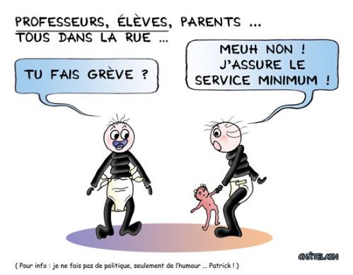 Cartoon: service minimum (medium) by chatelain tagged humour,service,minimum,ecole