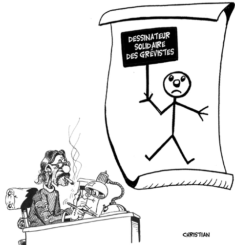 Cartoon: Solidarite !!! (medium) by CHRISTIAN tagged greves,manifs,retraites