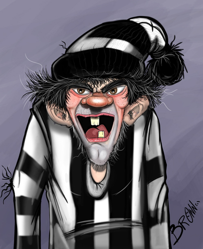 Cartoon: Crazy supporter (medium) by tooned tagged cartoons,caricature,illustrati