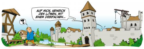 Cartoon: Burg - Heinrich der Löwe - (medium) by Abonaut tagged comic,heinrich,löwe,valentinelli,tbm,papertown,abovalley,zeitung,zeitungsmarketing,lesermarketing,braunschweig,comicstrip
