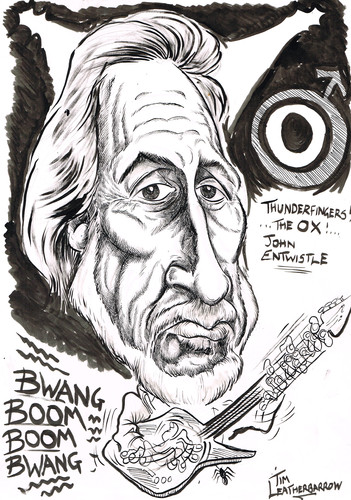 Cartoon: JOHN ENTWISTLE (medium) by Tim Leatherbarrow tagged john,entwistle,who,bass,ox,thunderfingers