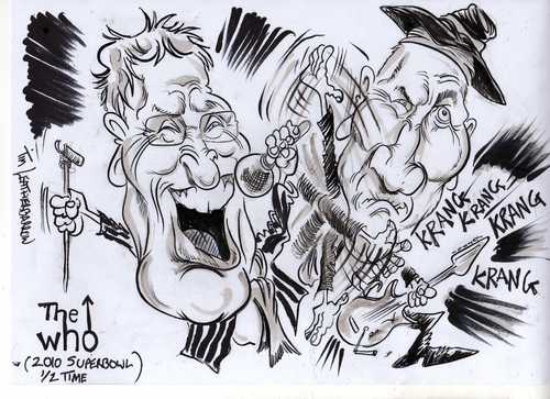 Cartoon: THE WHO (medium) by Tim Leatherbarrow tagged thewho,petetownshend,rogerdaltrey,superbowl,caricature,music,sport