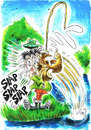 Cartoon: THE ANGRY FISH (small) by Tim Leatherbarrow tagged slap,wetfish,angryfish,fins,timleatherbarrow,fishing