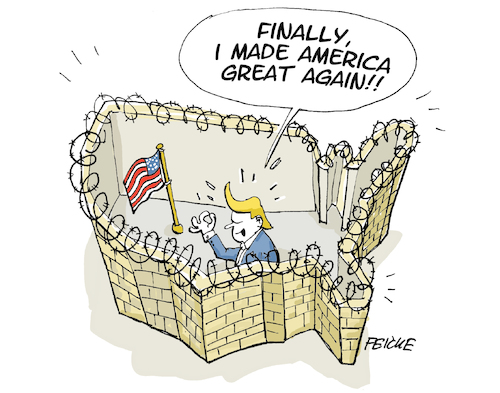 Cartoon: America great again (medium) by FEICKE tagged usa,america,great,again,trump,wall,mexico,usa,america,great,again,trump,wall,mexico