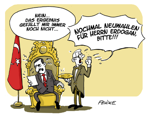 Cartoon: Erdogans Neuwahl (medium) by FEICKE tagged türkei,erdogan,wahl,neuwahl,opposition,demokratie,kurden,türkei,erdogan,wahl,neuwahl,opposition,demokratie,kurden