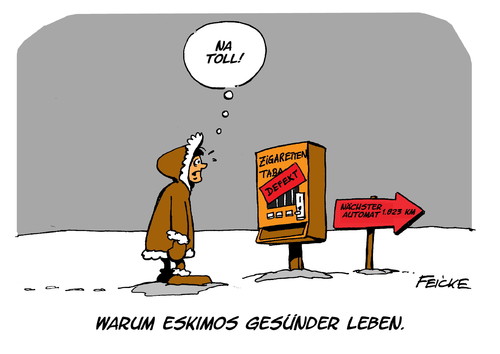 Cartoon: Gesünder leben (medium) by FEICKE tagged gesundheit,rauchen,nichtrauchen,smoking,non,eskimo,nordpol,eis,medizin,tabak