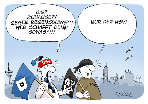 Cartoon: HSV Regensburg (medium) by FEICKE tagged bundesliga,hsv,hamburg,sportverein,fc,st,pauli,regensburg,bundesliga,hsv,hamburg,sportverein,fc,st,pauli,regensburg