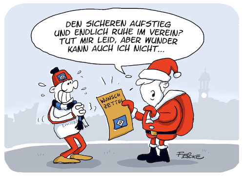Cartoon: HSV Weihnachtswunder (medium) by FEICKE tagged weihnachten,hamburg,sportverein,hsv,stadion,fussball,fußball,bundesliga,zwei,weihnachten,hamburg,sportverein,hsv,stadion,fussball,fußball,bundesliga,zwei