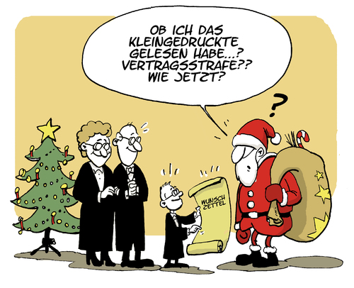 Cartoon: Juristenweihnacht (medium) by FEICKE tagged jurist,anwalt,notar,richter,klage,weihnachtsmann,geschenk,jurist,anwalt,notar,richter,klage,weihnachtsmann,geschenk