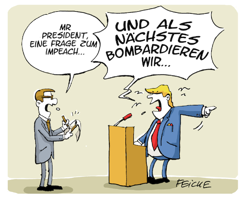 Cartoon: Trump Frage zum Impeach (medium) by FEICKE tagged usa,iran,impeachment,trump,usa,iran,impeachment,trump