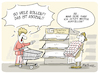 Cartoon: Klopapier Supermarkt hysterie (small) by FEICKE tagged klopapier,toilette,corona,markt,supermarkt
