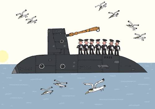 Cartoon: Coffee (medium) by Sergei Belozerov tagged submarine,jezva,navy,see,ocean,coffee,kaffee,marine,cup,tasse,drink,breakfast,trinken