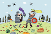 Cartoon: Kampf um die Ernte (small) by Sergei Belozerov tagged harvest,ernte,zucchini,eggplant,vegetarier,knight,sword,schwert,schlacht,battle,fight,armor