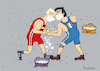 Cartoon: Training day (small) by Sergei Belozerov tagged corona,coronavirus,illness,epidemia,mask,sport,wrestling,italy,germany,soap,water