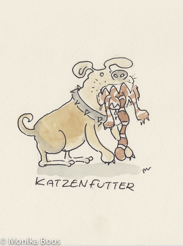 Cartoon: Lunch (medium) by monika boos tagged cat,katze,futter,food,dog,hund