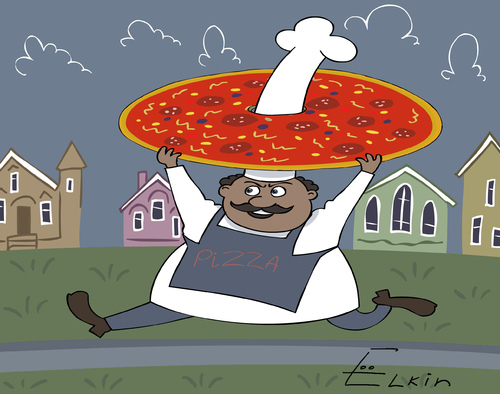 Cartoon: Buona Sera (medium) by Elkin tagged pizzapitch