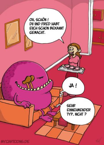 Cartoon: Hausmonster (medium) by mil tagged monster,begegnung,mil,