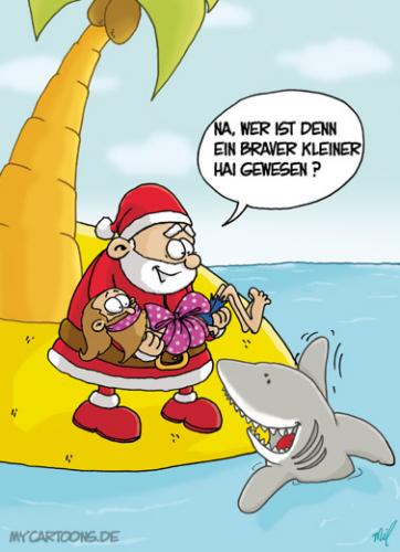 Cartoon: Insel Weihnacht (medium) by mil tagged christmas,cartoon,mil,weihnachtsmann,geschenke