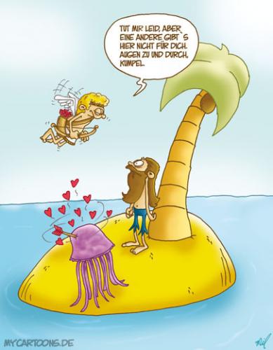 Cartoon: Liebesglück (medium) by mil tagged cartoon,insel,amor,liebe,mil