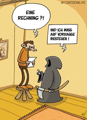 Cartoon: Rechnungs-Tod (medium) by mil tagged tod,tot,suizid,selbstmord,rechnung,totengeld,ärger,vorkasse