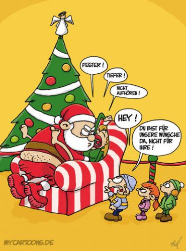 Cartoon: Weihnachtsmann auf Abwegen (medium) by mil tagged christmas,cartoon,mil,weihnachtsmann,wunsch