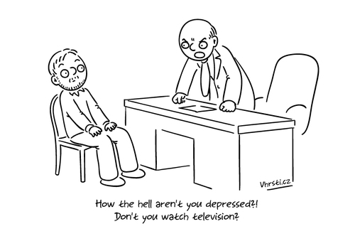 Cartoon: Depression (medium) by Vhrsti tagged depression,doctor,news,tv,television,media,patient