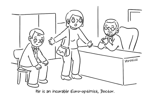 Cartoon: Eurooptimist (medium) by Vhrsti tagged eu,europe,doctor,patient,psychiatry,medicine,wife,husband