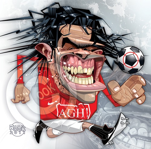 Cartoon: Carlos Tevez (medium) by Russ Cook tagged united,argentina,sport,illustration,city,manchester,argentinia,forward,argentine,division,premier,soccer,footie,football,drawing,zeichnung,karikaturen,karikatur,cartoon,caricature,cook,russ,tevez,carlos