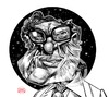 Cartoon: Isaac Asimov (small) by Russ Cook tagged isaac,asimov,writer,science,fiction,russ,cook,caricature,portrait,illustration,cartoon,black,and,white,drawing,wacom,cintiq,photoshop,zeichnung,karikatur,robot,foundation,series