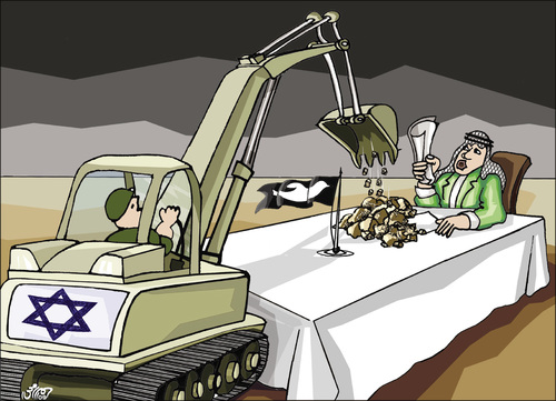 Cartoon: Negotiation (medium) by samir alramahi tagged israel,palestine,arab,negotiation,ramahi