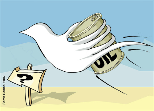 Cartoon: PEACE18 (medium) by samir alramahi tagged peace,dove,oil,arab,ramahi,cartoon,israel,palestine