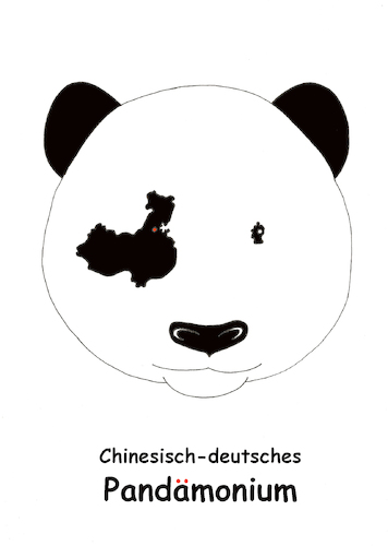 Cartoon: Chin.-deutsches Pandämonium (medium) by Erwin Pischel tagged panda,china,deutschland,zoo,pandämonium,kleinbär,großbär,bär,bären,pischel