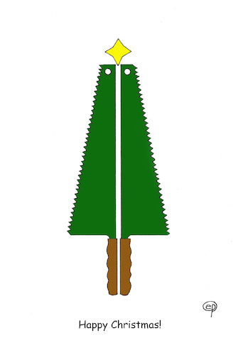 Cartoon: Happy Christmas! (medium) by Erwin Pischel tagged weihnachten,säge,sägen,segen,christmas,wunsch,baum,nadelbaum,pareidolie,collage,baumstamm,tree,weihnachtsfest,weihnachtscartoon,cartoon,stern,star,loch,hole,pischel