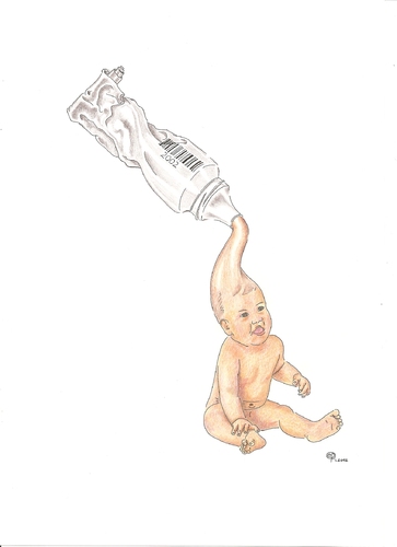 Cartoon: Man from the Tube (medium) by Erwin Pischel tagged klonen,säugling,tube,klon,uniformität,pischel