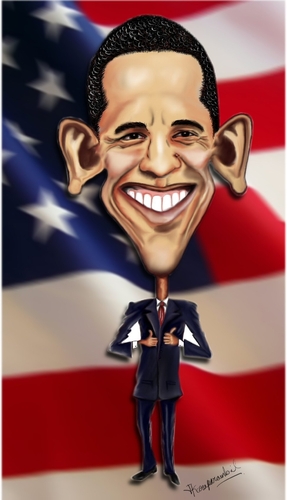 Cartoon: Obama (medium) by jkaraparambil tagged obama,barak,us,president,democrat,election,2012,washinton,white,house,black