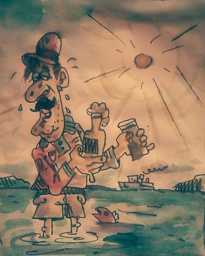 Cartoon: summer day (medium) by kolle tagged hot,summer,day,with,beer