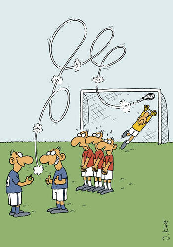 Cartoon: Freistoß (medium) by JanKunz tagged tor,ball,mauer,luft