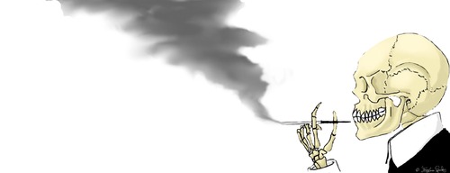 Cartoon: want a cigarette? (medium) by The Fatbird Conspiracy tagged cartoongentlemen,comic,anatomie,anatomy,nonsmoker,dead,kills,smoke,skull,cigarette