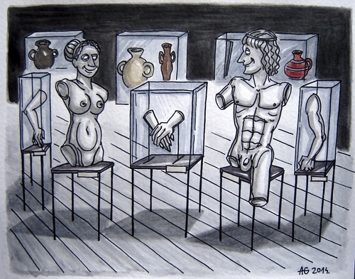 Cartoon: Apolon and Venus (medium) by caknuta-chajanka tagged museum,archeology,love