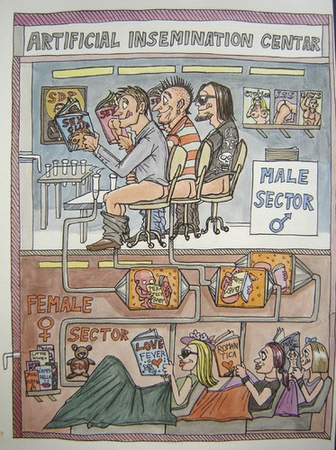 Cartoon: Artificial insemination centar (medium) by caknuta-chajanka tagged artificial,insemination,clinic,man,woman,baby