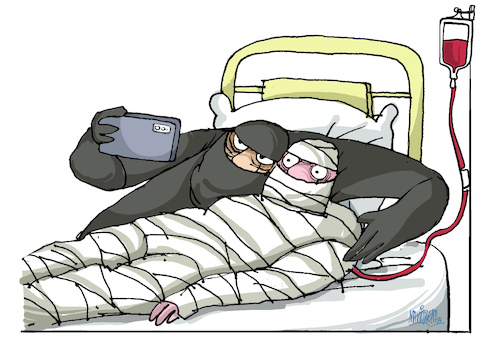 Cartoon: terrorist selfie (medium) by martirena tagged terrorism,phone