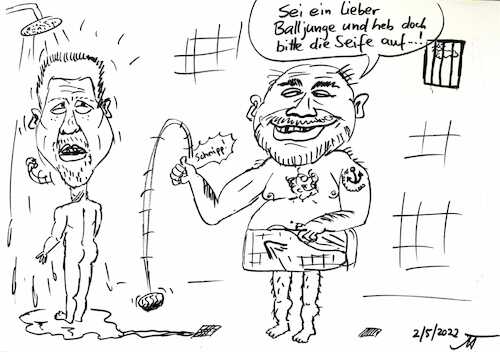 Cartoon: Boris Becker im Gefängnis (medium) by tristanactor tagged boris,becker,klischee,gefängnis,jail,seife,soap